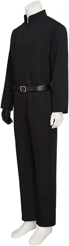 Vista 4 de Disfraz de cosplay de Luke para hombre, uniforme negro, disfraz de Jedi para Halloween