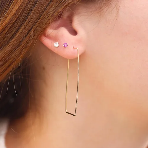 Vista 56 de Aretes de aro finos martillados, elegantes plata esterlina geométrica sólida, relleno de oro y relleno de oro rosa; para mujer por Lotus Stone