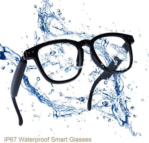 Vista 5 de Lentes inteligentes AI, lentes de traducción Bluetooth anti luz azul con 164 llamadas manos libres y audio, lentes de sol inteligentes