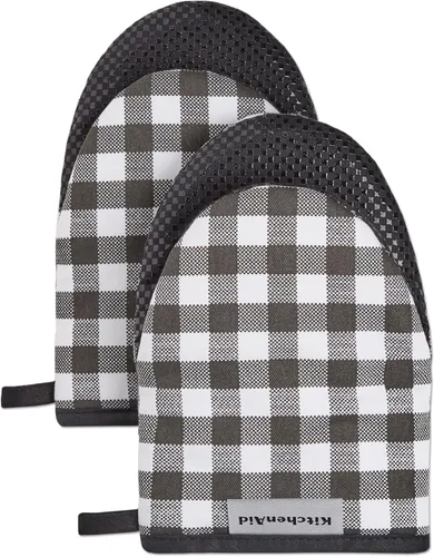 Vista 5 de Juego de 2 manoplas mini para horno Kitchenaid Gingham, Terciopelo Azul, 5.5"x8