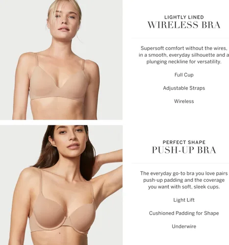 Vista 5 de Victoria's Secret Brasier tipo camiseta de algodón con forma perfecta, cobertura completa, acolchado, alisado, brasier para mujer (32A-38DDD)
