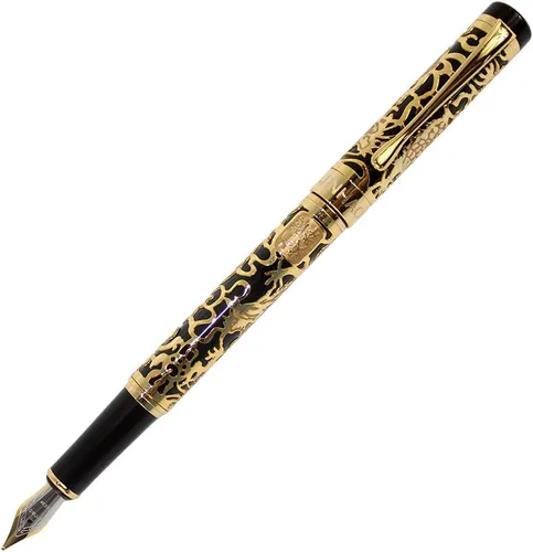 Vista 9 de Ancient Silver Jinhao Dragon - Juego de plumas estilográficas ejecutivas de punta fina, colección de bolígrafos vintage, bolígrafo de negocios