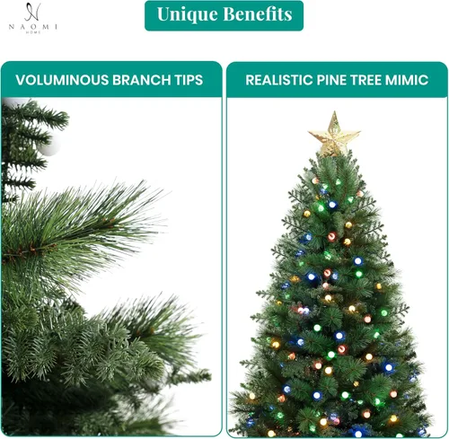 Vista 3 de Naomi Home Evangeline - Árbol de Navidad giratorio verde de 4.5 pies Verde con proyector