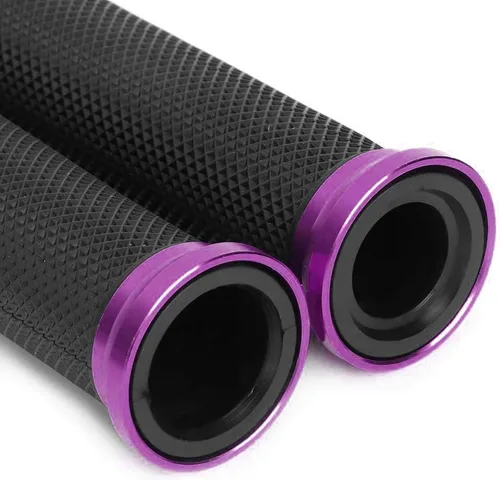 Vista 7 de Manillar de motocicleta de aleación de aluminio CNC de goma de manillar universal compatible con mango de bicicleta de 7/8 pulgadas (morado)