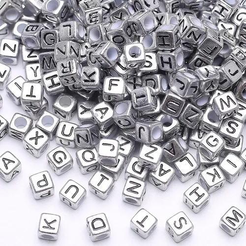 Vista 7 de 1000 piezas de cuentas cuadradas luminosas con letras, cuentas de cubo que brillan en la oscuridad, cuentas de letras luminosas acrílicas, cuentas