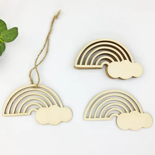 Vista 3 de 30 piezas de madera de arco iris, manualidades, recortes de madera sin terminar, discos de madera para proyectos de bricolaje para niños, decoración