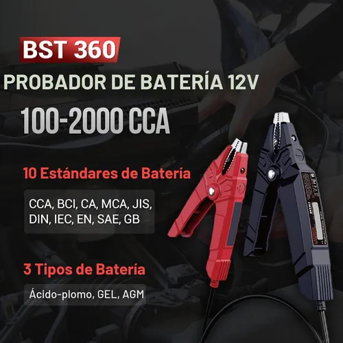 Vista 3 de Pruebador de Batería Launch, Clip de Prueba de Batería Bluetooth BST 360, Probador de Batería de Coche 12V con Sistema de Carga/Prueba de Arranque