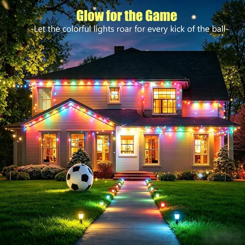 Vista 4 de Luces permanentes para exteriores, 50 pies, RGB+IC alero para casa IP67 Waterproof Smart LED Outdoor Lights with 16M Colors, App/Remote Control