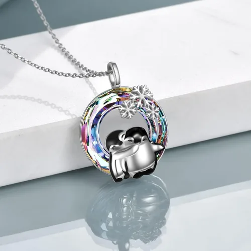 Vista 4 de Pingüinosperezosospandasbúhospanda rojojirafagatosllamasdinosaurioosocerdo monoconejito de Pascua, regalos de pingüinos, plata de ley 925, joyería