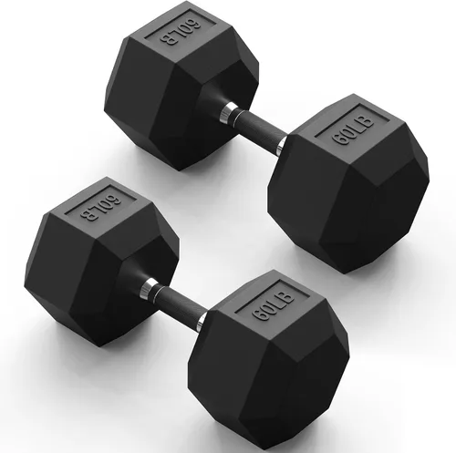 Vista 21 de Hex Dumbbell Set 2.5-100lb, Rubber Grip Dumbbells, Home Gym Complete & Durable Cast Iron Core Odorless Antiroll Hex Shape Ergonomic Versatile Home