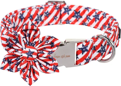 Vista 7 de Collar de perro de Halloween de estilo único con arco de flores de Unique Style Paws, collar de calabaza de algodón para perros pequeños, medianos