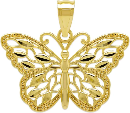 Vista 6 de Charm America - Dije de mariposa de oro - Oro macizo de 10 quilates - Joyas con colgante de mantequilla