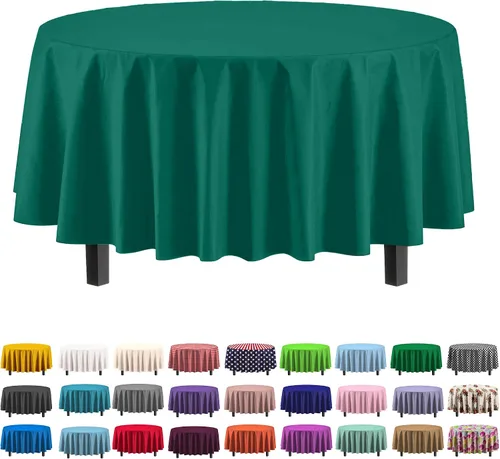 Vista 57 de Party Solids Paquete de 6 manteles de plástico prémium de 54 pulgadas x 108 pulgadas. Cubierta de mesa rectangular de plástico - Aqua