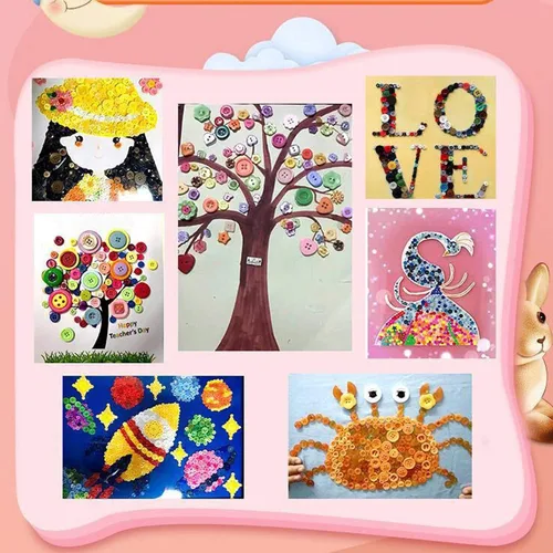 Vista 8 de 500-700 PZA Botones de Resina Marrón Claro, Varios Tamaños y Formas para Costura Infantil, Manualidades DIY, Botones Pintados a Mano para Arte