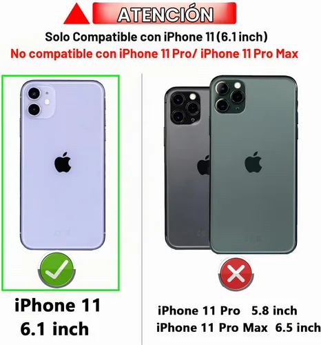 Vista 2 de Funda para iPhone 11, con cubierta para lente de cámara, protector de pantalla HD, [grado militar] anillo de montaje en coche con soporte híbrido