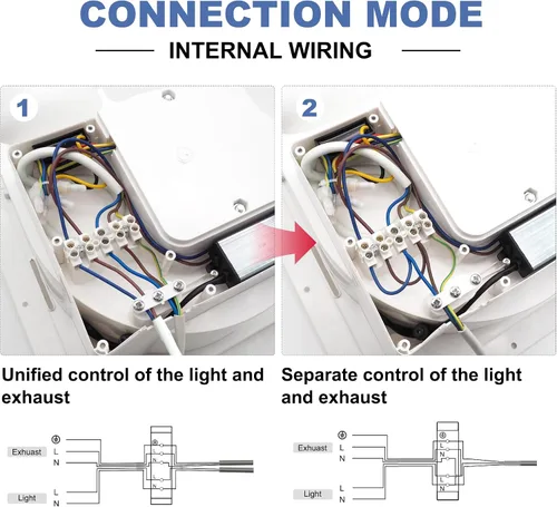 Vista 3 de Extractor de baño con luz, 141 CFM 0.7 Sones, diseño de cableado integrado