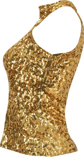 Vista 3 de Howriis Women's Sequins Halterneck Summer Short Vest Tank Tops