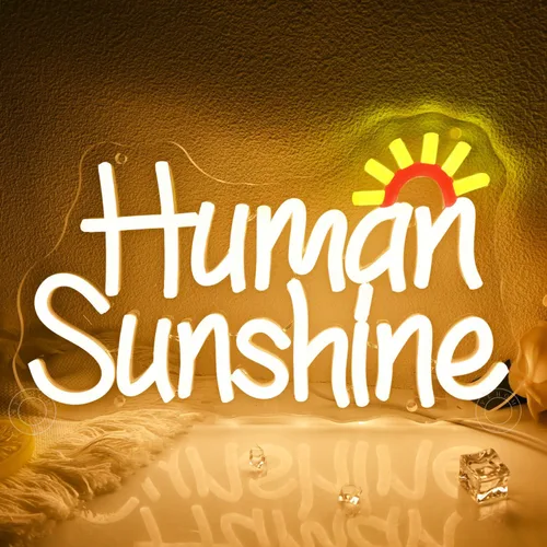 Vista 2 de SYLHOME Letrero de luz LED de neón con luz de sol humana, inspirador, oficina, habitación de niños, dormitorio, decoración de pared para profesor