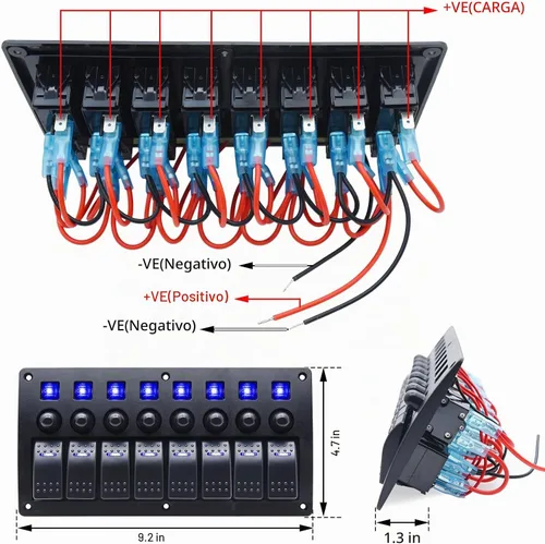 Vista 6 de El panel de interruptor marino de 8 cuadrillas, prenda impermeable del Azul