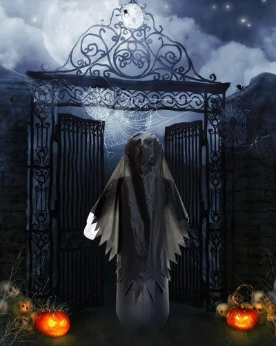 Vista 4 de Disfraces inflables de Halloween para adultos, 6.9 pies de alto, esqueleto aterrador de diablo, disfraz de Halloween, divertido disfraz de hueso
