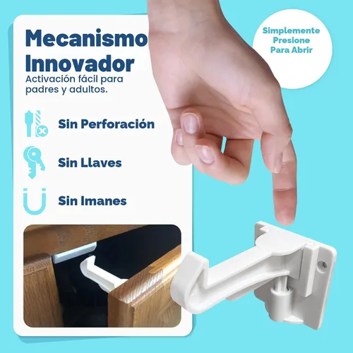 Vista 4 de Cerraduras invisibles mejoradas para gabinete a prueba de bebés (paquete de 10) – No requiere taladrar ni herramientas para la instalación, funciona