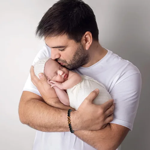 Vista 6 de UNGENT THEM Pulsera de piedra natural para hombres, niños, novio, marido, hombre, alma gemela, papá, hijo, abuelo, nieto, papá extra, tío, hermano