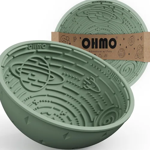 Vista 10 de OHMO Alfombrilla para lamer perros y gatos, patrón espacial, 6 x 10 fresno+beige