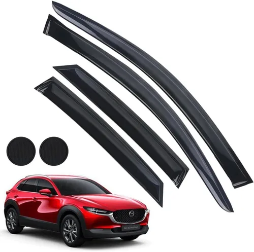 Vista 9 de Protectores de lluvia para Mazda 3 Hatchback 2010-2013, deflectores de ventana lateral con cinta adhesiva para Mazda 3 Hatchback, viseras de ventana