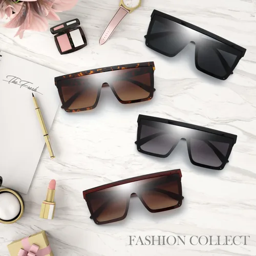 Vista 5 de The Fresh Gafas de sol cuadradas de una pieza con parte superior plana, lentes siameses