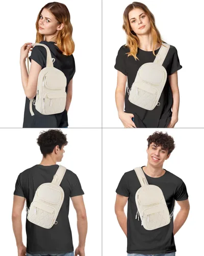 Vista 2 de ETRONIK Bolso bandolera para hombres y mujeres, bolso cruzado antirrobo, mochila de hombro, mochila de pecho para viajes, senderismo