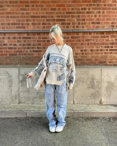 Vista 3 de Y2K Grunge - Sudadera de gran tamaño de manga larga con diseño de hadas, estilo Harajuku, ropa de punto vintage