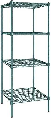 Vista 148 de Kit de 4 estantes de epoxi verde NSF de 21 x 72 pulgadas con postes de 86 pulgadas, estantería de almacenamiento resistente, kit de estantería