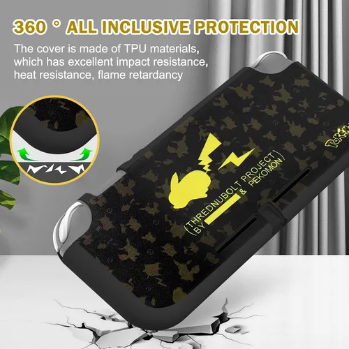 Vista 2 de DLseego Flash Pika Switch Lite Funda protectora de TPU suave y a prueba de golpes, resistente a los arañazos, piel de amina japonesa Joy Con con 2