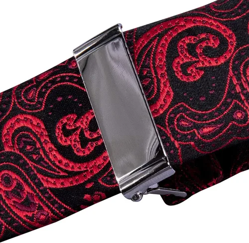 Vista 4 de YOHOWA Juego de tirantes para hombre, corbata de lazo, ajustable, pañuelo, gemelos, clip fuerte, banda elástica, boda, fiesta