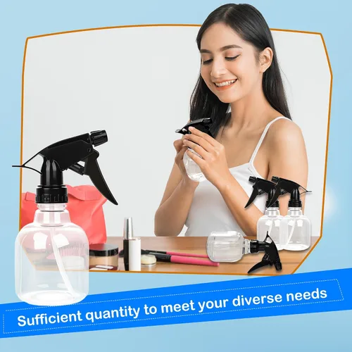 Vista 6 de 20 botellas de plástico vacías de 8 onzas, contenedor de líquido transparente reutilizable con pulverizadores de gatillo para agua, perfumes