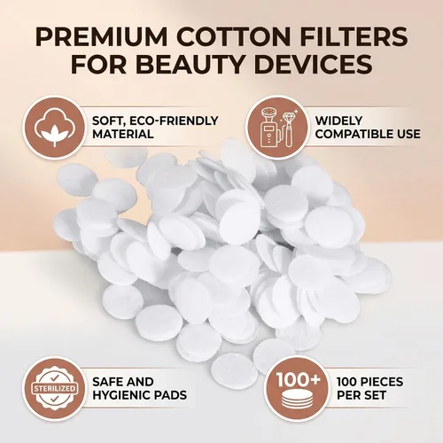 Vista 6 de Accesorios - 100 filtros redondos de algodón para máquina de eliminación de puntos negros, filtros de vacío facial de repuesto (0.984 in)