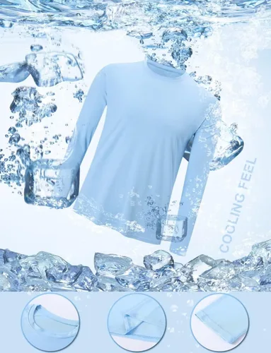 Vista 5 de HOPLYNN 2 Pack Men's UPF 50+ Rash Guard Quick-Dry Long Sleeves Shirts, Swim Fishing Shirts UV Sun Protection Shirts for Men