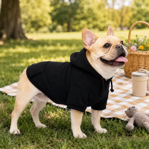 Vista 8 de Lovelonglong Sudadera básica con capucha para perros, 100% algodón, se adapta a perros pequeños, medianos y grandes, color negro, XS