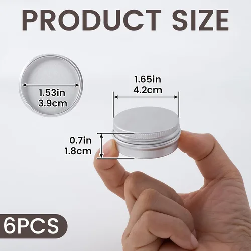 Vista 2 de Verdial 6 latas pequeñas de 0.5 onzas con tapas, tarros de lata recargables de aluminio de 0.0 fl oz, recipiente redondo vacío para bálsamo labial