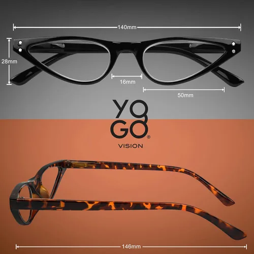 Vista 4 de Yogo Vision Reading Glasses Blue Light Blocking Small Cateye Glasses for Women Readers Anti Glare Eyeglasses 5pk