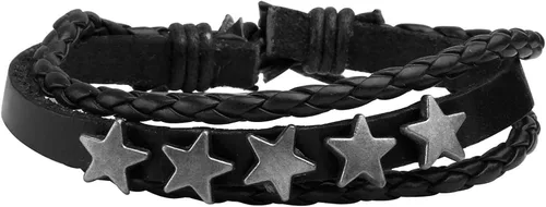 Vista 5 de Juego de 4-10 pulseras de cuero para mujeres y hombres, cuentas de madera trenzadas, cordón ajustable