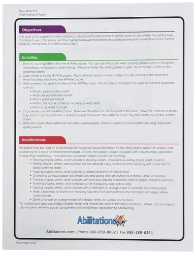 Vista 4 de Abilitations Hi-Write - Papel intermedio, nivel 2, paquete de 100 hojas