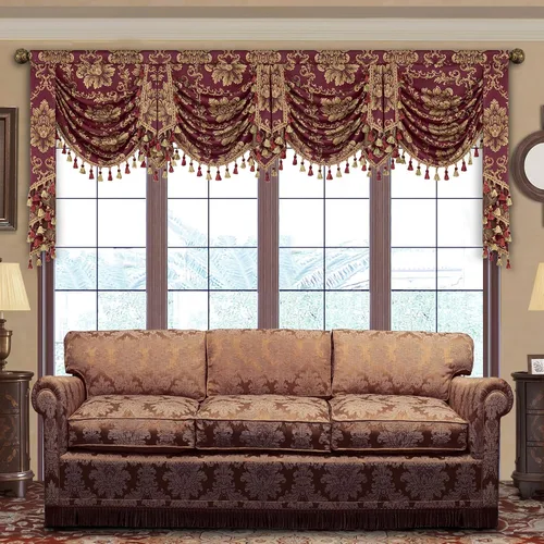 Vista 23 de Loom and Mill Cenefas de Cascada de Lujo para Ventanas, Elegante Cenefa de Cortinas Gruesas de Jacquard con Borlas para Sala de Estar, Dormitorio