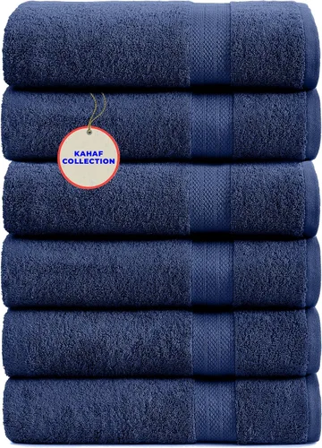 Vista 14 de KAHAF COLLECTION Paquete de 6 toallas de baño 100 % algodón, de 24 x 48 pulgadas, de secado rápido, altamente absorbentes, suaves al tacto