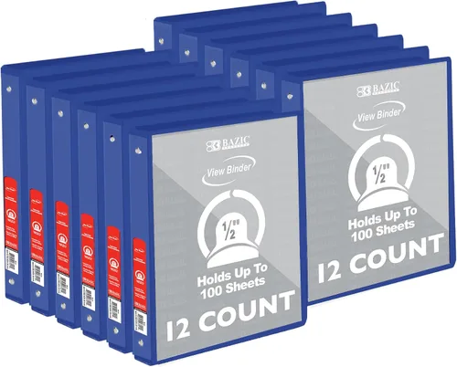 Vista 23 de BAZIC Products Carpeta organizadora de 3 anillas de 1/2 pulgada con vista económica, color negro, anillo redondo, capacidad para 100 hojas de papel