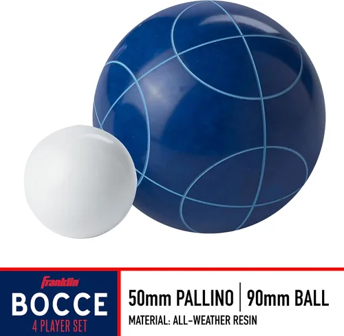 Vista 2 de Franklin Sports Juego de bolas de petanca — 8 bolas de petanca para todo tipo de clima y 1 pallino — Juego de playa, patio, césped o fiesta al aire