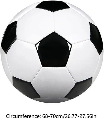 Vista 5 de Balón de fútbol de tamaño 5, clásico, blanco, negro, más grueso, pelota de fútbol de piel sintética, juguetes deportivos para jóvenes, liga, juego