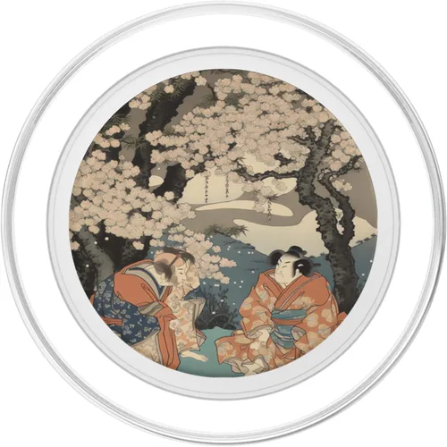 Vista 2 de Sumo in Full Bloom Renaissance Budo Meets Blossoms PopSockets MagSafe PopGrip for iPhone