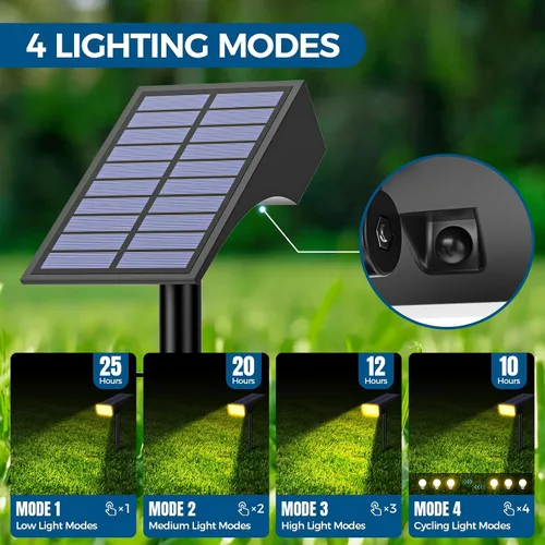 Vista 3 de WENATY Focos solares para exteriores, impermeables, IP65, LED brillantes, iluminación solar de paisaje para patio de jardín exterior, focos