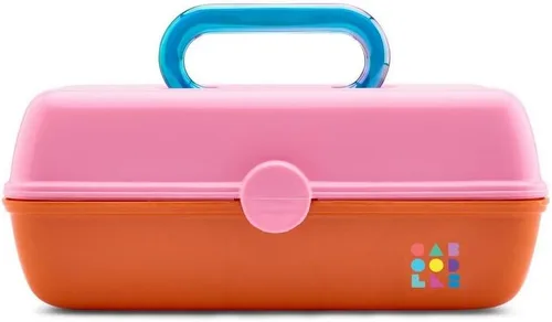 Vista 11 de Caboodles Pretty in Petite - Caja de maquillaje de dos tonos rosa sobre lavanda, caja organizadora de plástico duro, 2 bandejas giratorias, espejo